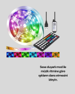 Sese Duyarlı 10M Smart Şerit Led IOS Android Kontrollü RGB Işık - Görsel 2