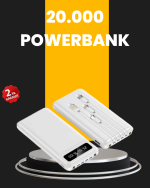 LED Işıklı 20.000mAh Powerbank LCD Gösterge Dahili Çoklu Kablo - Görsel 5
