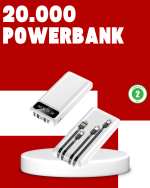 20.000mAh PD Powerbank LED Işık LCD Ekran Dahili Kablo Çoklu Giriş - Görsel 5