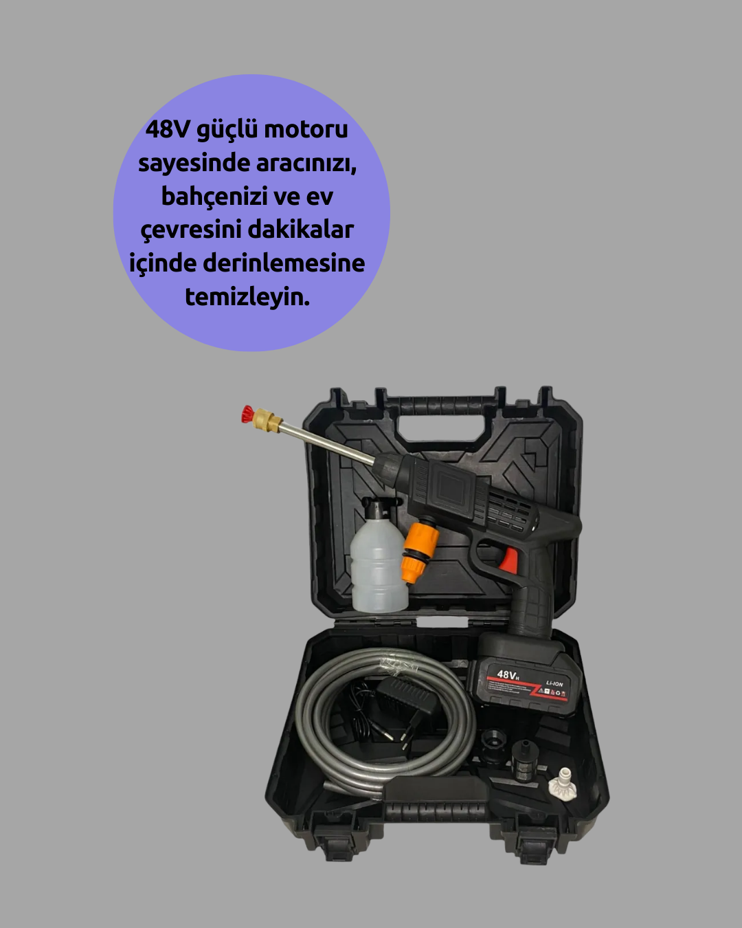 1210439_7-126.png Çok Fonksiyonlu Şarjlı Basınçlı Yıkama Tabancası Ev Araç Bahçe - Görsel 1