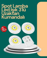 Uzaktan Kumanda İle Kontrol Edilebilen Yapışkanlı 3 Lü Kablosuz Led Spot Lamba - Görsel 5