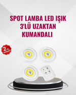 3 Lü Pilli Kablosuz Led Spot Lamba Seti Kumandalı Kolay Montaj Aydınlatma - Görsel 5