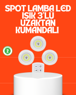 Kablosuz 3 Lü Spot Led Lamba Seti Uzaktan Kumandalı Enerji Tasarruflu Aydınlatma - Görsel 5
