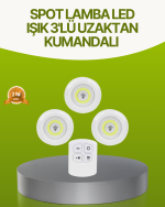 Uzaktan Kumandalı 3 Lü Kablosuz Led Spot Lamba Seti Yapışkanlı Pratik Kullanım - Görsel 5