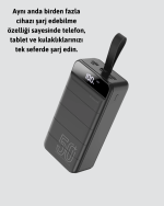50.000 mAh Ultra Güçlü Powerbank 4 USB Çıkışlı, LED Dijital Göstergeli, Hızlı Şarj Destekli Taşınabilir Şarj Cihazı - Görsel 3