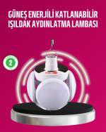Solar ve USB Şarjlı Su Geçirmez Katlanabilir LED Lamba - Görsel 5