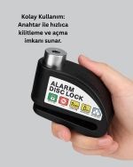 Ekonomik Alarm Disk Kilidi Motosiklet Scooter Bisiklet Güvenlik - Görsel 3