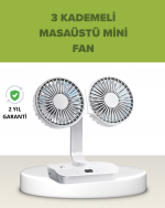 Çift Kafalı Masaüstü ve Duvar Tipi Sessiz USB Şarjlı Fan - Görsel 5