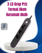 3 USB Çıkışlı Hızlı Şarjlı Anahtarlı Üçlü Priz - Görsel 5