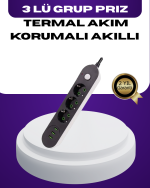 USB Yuvalı Anahtarlı Üçlü Priz 2 Metre Kablolu - Görsel 5
