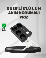 4.1A Hızlı Şarjlı Akım Korumalı 4 Priz ve 3 USB Çıkışlı Priz - Görsel 5