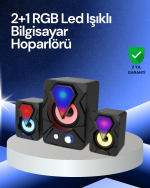 RGB LED Işıklı 2.1 USB Oyun Hoparlörü Derin Bas ve Net Ses - Görsel 5