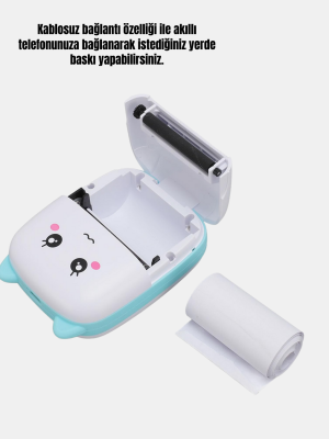 Kablosuz Mini Cep Yazıcısı Bluetooth Destekli 1200mAh Bataryalı