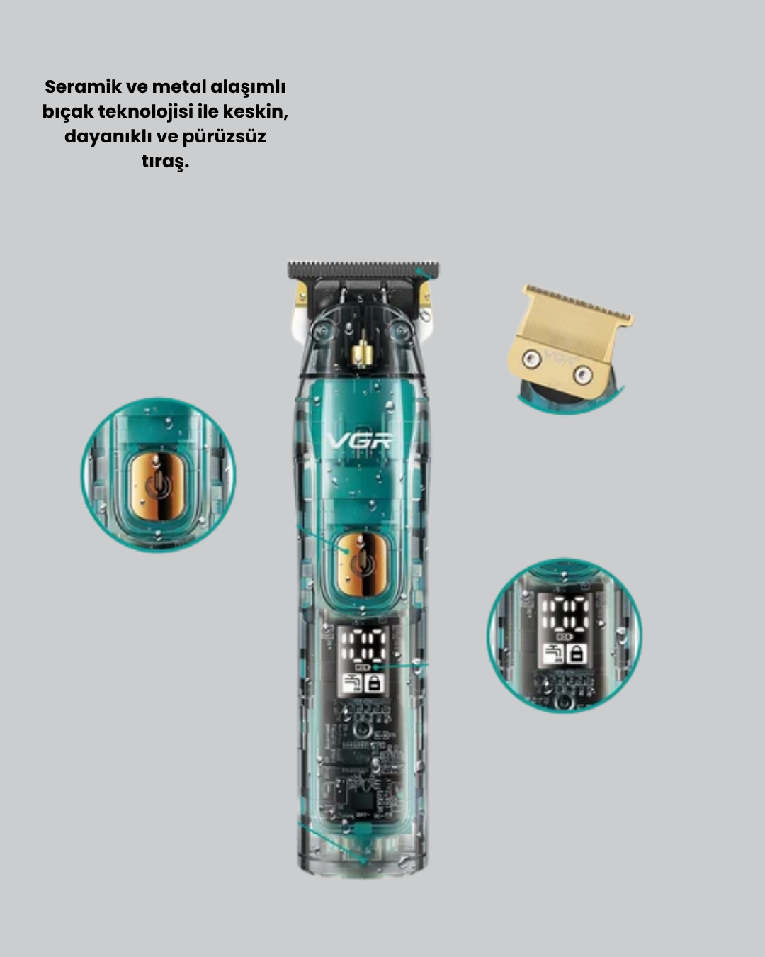1210666_7-92.png VGR V-695 Profesyonel Saç ve Sakal Kesme Makinesi Şarjlı ve Kablolu Kullanım - Görsel 1
