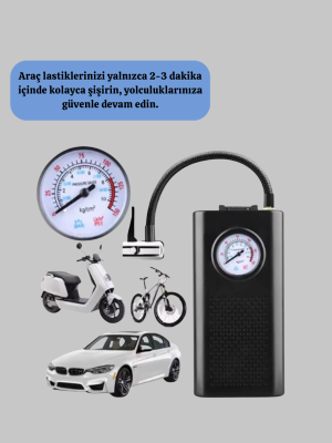 USB Şarjlı Kompakt Elektrikli Hava Kompresörü 3000 mAh