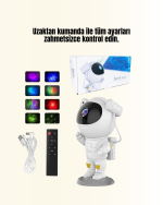 Bluetooth ve Dahili Ses Özellikli Astronot Projeksiyon Lambası - Görsel 2