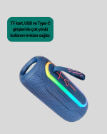 Taşınabilir Şarjlı Bluetooth Hoparlör Güçlü Bas - Görsel 2
