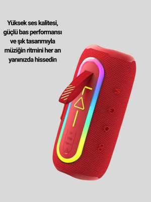 Taşınabilir Bluetooth Hoparlör Kırmızı IP67 Su Geçirmez