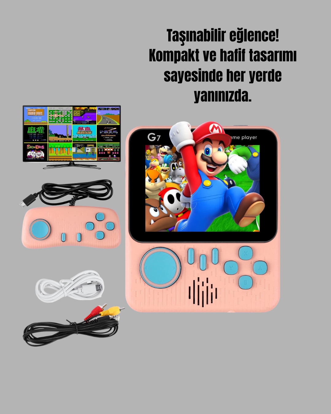 1210857_7-57.png TV Bağlantılı Çift Oyunculu Şarjlı Retro Gamepad Seti - Görsel 1