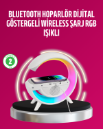 Kablosuz Şarjlı LED Masa Lambası Çalar Saat ve Beyaz Gürültü Özellikli - Görsel 5