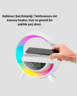 Kablosuz Şarjlı LED Masa Lambası Çalar Saat ve Beyaz Gürültü Özellikli - Görsel 2