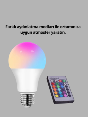 RGB Uzaktan Kumandalı LED Ampul 16 Renk Dekoratif Aydınlatma