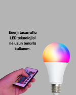 2025 RGB LED Ampul Uzaktan Kumandalı Renkli Işık A Kalite - Görsel 4