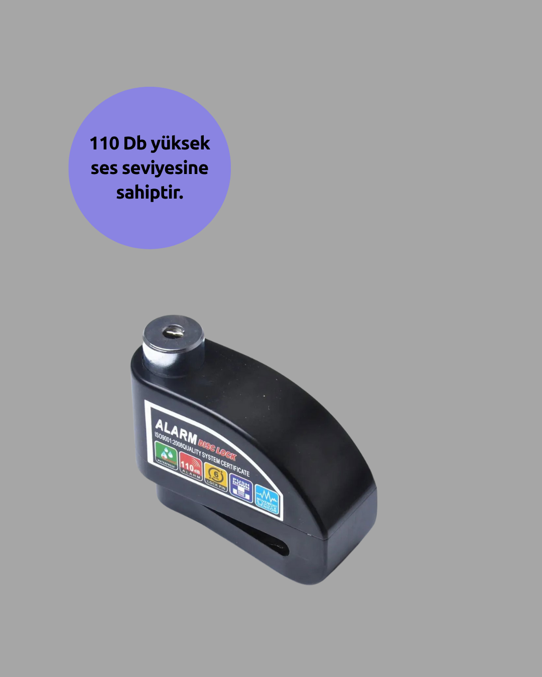 1210991_7-40.png Çift Modlu 110dB Alarmlı Disk Kilidi Suya Dayanıklı - Görsel 1