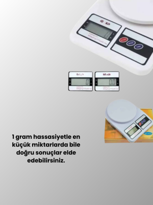 Dijital Mutfak Terazisi 10kg Kapasiteli 1g Hassasiyetli