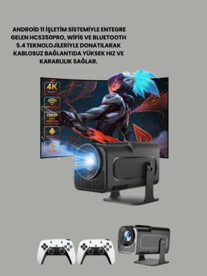 WiFi6 ve Bluetooth 5.4 Destekli LED Projektör - HCS350pro