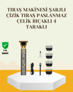 Şarjlı Titanyum Bıçaklı Saç ve Sakal Kesme Makinesi - Görsel 5