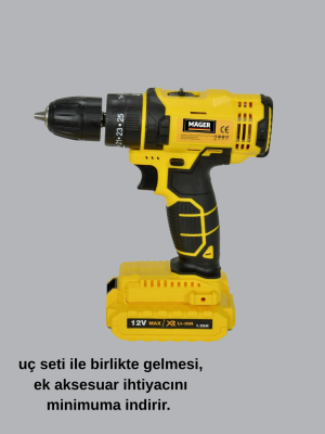 12V Akülü Matkap | 20-30 Nm Tork, Çift Hız Ayarı ve LED Işık