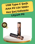 AAA Boyutunda USB Şarjlı Pil – Kompakt Tasarım, Geniş Uyumluluk - Görsel 5