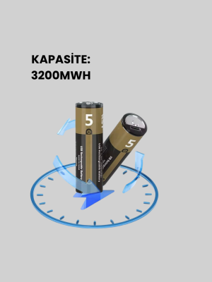 Yüksek Performanslı AA USB Şarjlı Lityum Pil | 1.5V Sabit Güç | 2’li Paket