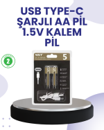 Type-C USB ile Hızlı Şarj Edilebilir AA Kalem Pil | 1.5V Lityum | Çiftli Paket - Görsel 5