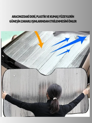 Metalize Reflektörlü Katlanabilir Araç Güneşliği – Yüksek Performanslı Isı ve UV Koruması