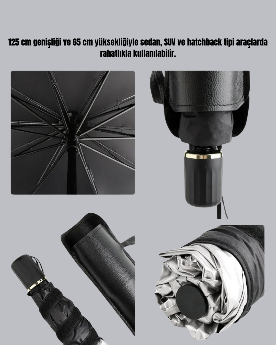 1211282_7-28.png UV Korumalı Şemsiye Tipi Oto Güneşliği - Geniş Araç Uyumu - Görsel 1