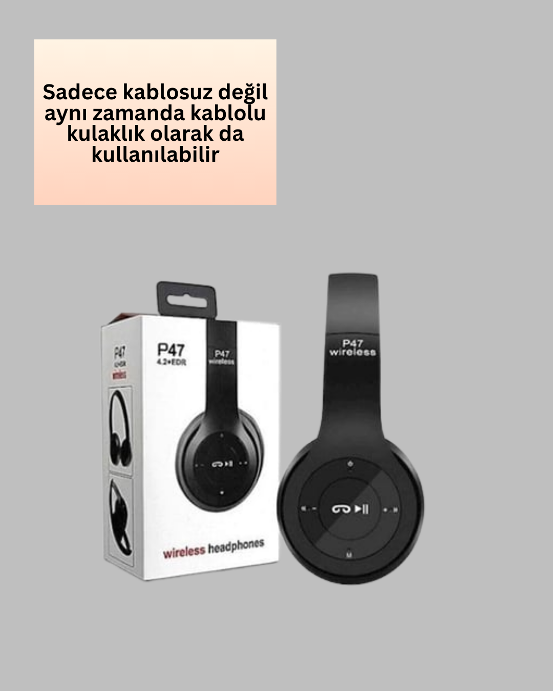 1211296_9-26.png Katlanabilir Tasarımlı Bluetooth 5.0 Kulaklık | Eller Serbest Arama ve Çift Cihaz Desteği - Görsel 1