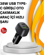 Kompakt Tasarımlı Type-C + USB Girişli Araç Şarj Başlığı - Görsel 5