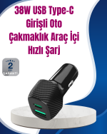 Power Delivery Destekli 38W Araç Tipi Hızlı Şarj Cihazı - Görsel 5