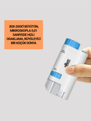 Taşınabilir LED Işıklı Cep Mikroskop – 80X–200X Büyütme