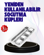 Paslanmaz Çelikten Üretilmiş Metal Buz Küpü Seti ve Buz Klipsi - Görsel 5