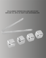 Paslanmaz Çelikten Üretilmiş Metal Buz Küpü Seti ve Buz Klipsi