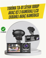 TA-01 3 Kameralı 1080P Araç Kamerası Siyah - Görsel 5