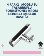 Krom Kaplamalı Çok Fonksiyonlu Musluk Başlığı | Paslanmaz Malzeme - Görsel 5