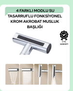 Çok Fonksiyonlu Musluk Başlığı | 4 Su Modu | Geniş Uyumlu Adaptör Seti | Mutfak ve Banyo Uyumlu - Görsel 5