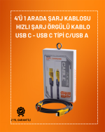 4'ü 1 Arada USB Hızlı Şarj ve Veri Kablosu – 65W Güç, Çoklu Bağlantı, 1.2m - Görsel 5