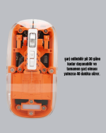 Sessiz ve Ergonomik Kablosuz Fare - 30 Gün Kullanım, 2 Modlu Bağlantı - Görsel 2