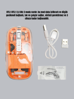 Kablosuz, Sessiz, Ergonomik ve Şarjlı Fare - Gelişmiş Çoklu Cihaz Desteği