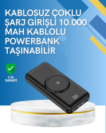 iPhone ve Android Uyumlu 10000mAh Powerbank – Hem Kablolu Hem Kablosuz - Görsel 5